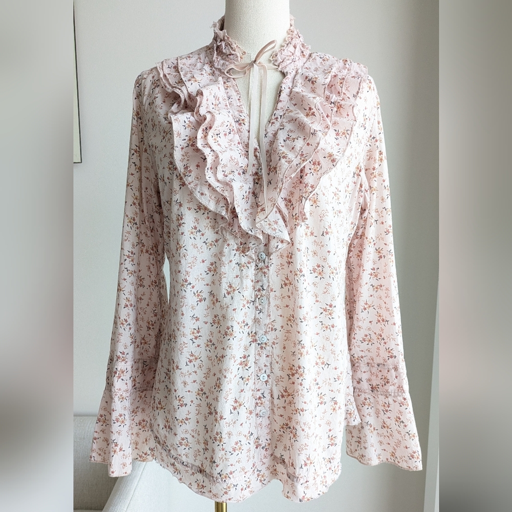 Cino Ruffle Long Sleeve Blouse